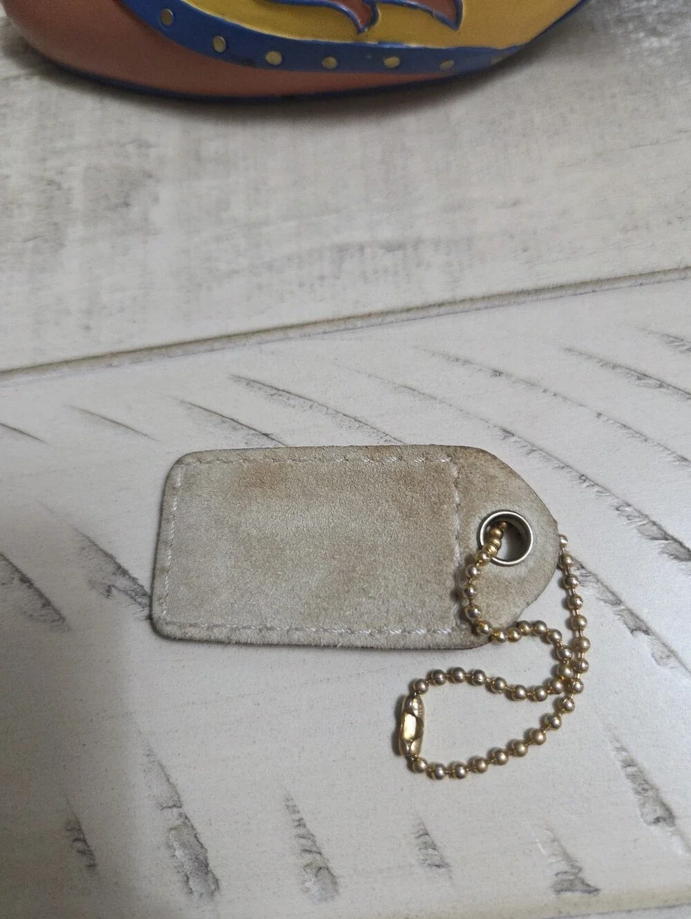 COACH Tan/Light Brown & Cream Suede Leather HangTag, EUC